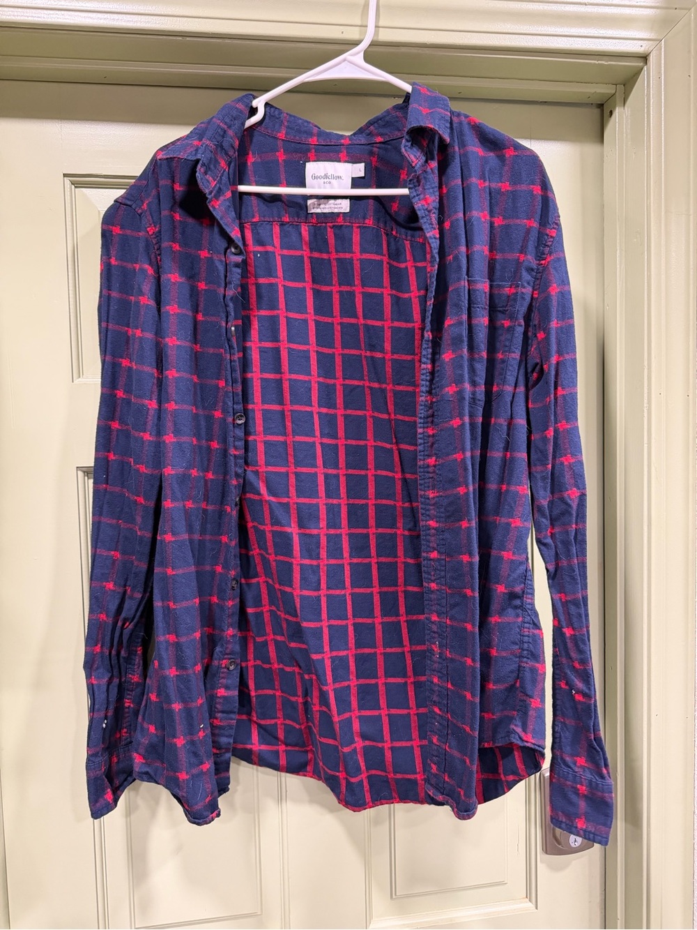 Goodfellow & Co Navy and Red Plaid Button-Down Shirt